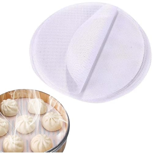 LEOUEANR 12 alfombrillas de vapor de silicona, 28 cm, redondas, antiadherentes, almohadillas de malla reutilizables para bollos al vapor, pan y pasteles, tapetes para hornear para cocina