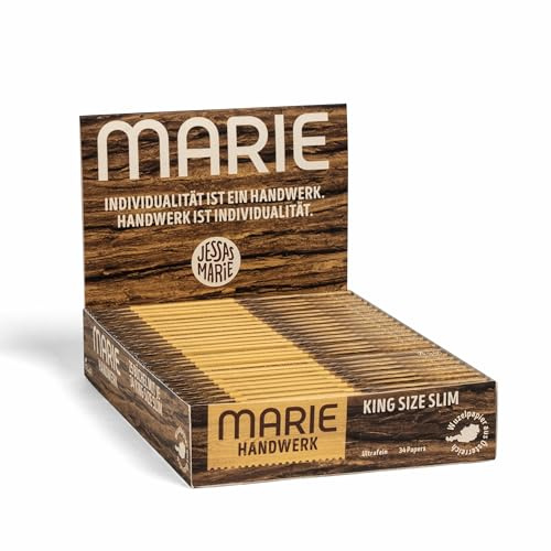 MARIE® HANDWERK King Size Slim 25 Büchel á 34 Blatt | Ungebleichte Long Papers mit Magnetverschluss | 850 Blättchen