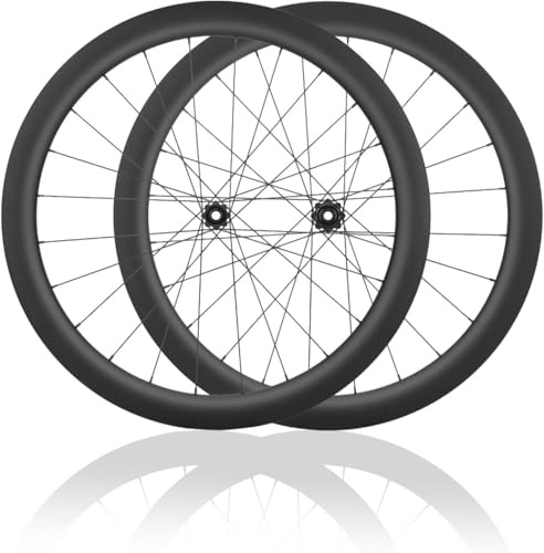 Set di Ruote da Bici da Strada in Fibra di Carbonio 700C Altezza 28/32/35/38/42/45/50/55/60/65/73 Mm Mozzi con Perno Passante Center Lock E Freno A Disco 24H per Cassette A 8/9/10/11/12 velocità