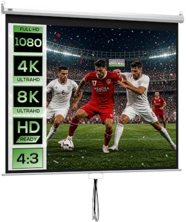 HOMCOM Pantalla de Proyector Manual 100 Pulgadas 4:3/16:9 203x152 cm Blanco