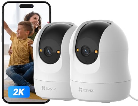 EZVIZ C6N G1 2K(2-Pack) Cámara Vigilancia WiFi Interior 360°, Cámara IP Detección Humana/Ruido, Visión Nocturna Color, Audio Bidireccional, Seguimiento Auto, Control Remoto, para Bebé/Anciano/Negocio