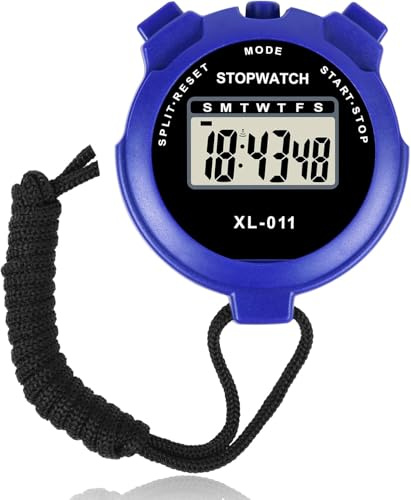 Sport Stopwatch Timer- Lap Split Digital Stopwatch with Clock Calendar Alarm, Multi-Function Sport Digital Stopwatch Large Display with Date Time and Alarm Function, Stop watch for Sports (Blue)