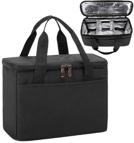 Dryckeshållare – Oxfordtyg Och Aluminiumfolie 31x13x23 Cm | Isolerad Mugghållare För 3 Muggar | Bärbar Dryckesväska Till Picknick Samt Fest