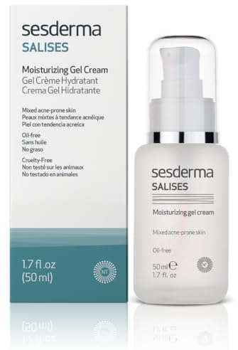 SESDERMA | Salises Feuchtigkeitscreme-Gel | zu Akne Neigende Haut | Fettige Haut | Mischhaut | Salicylsäure | Echte Aloe | Hydratation, Turkis, Weiß, 50 ml (1er Pack)