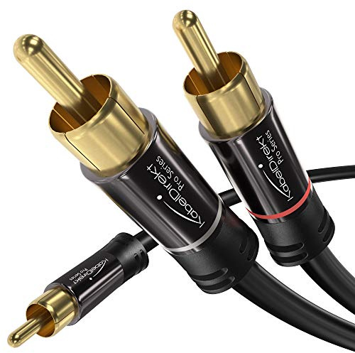 KabelDirekt – RCA/Phono Y Cable – 15ft Long – 1 to 2 RCA/Phono, Stereo Audio Cable (Coax, Male/Male Plugs, Analog/Digital, Adapter for subs/amps/Hi-Fis/Home Theater/receivers, Black)