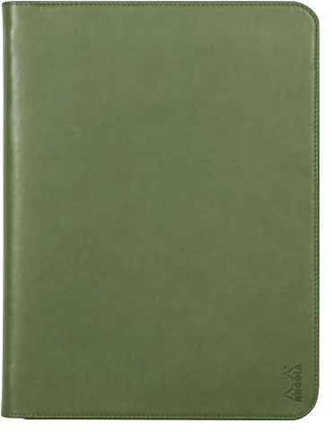 RHODIA 168118C – Carpeta portadocumentos Rhodiarama Sauge – para bloc de notas y cuadernos A4 o A4+ | Tamaño cerrado 25,5 x 34 cm – Funda para tablet – piel sintética