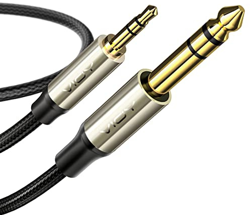 VIOY 3M 3.5mm to 6.35mm TRS Stereo Audio Cable, 1/8 Male Mini to 1/4 Male Aux Adapter, Nylon Braid for Laptop, Home Theater Devices, Amplifiers