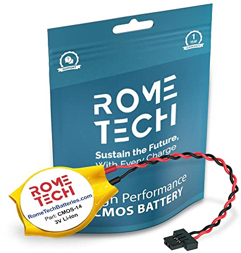 Rome Tech CR2025 W CMOS Battery for Dell Alienware M15 / M17 Genuine KTS 8b1 - Laptop Backup BIOS RTC 3V with 2 Wire Cable FI Connector