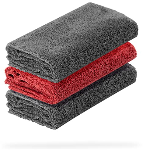 detailmate 3er Set Microfasertuch Ultra weich | Autopflege Zubehör - außen & innen | Lack Politur & Pflege, Innenraum, Felgen | Microfasertuch 40x40cm, 550 GSM - randlos & fusselfrei, ohne Kratzer