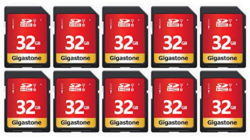 GIGASTONE 32GB 10 Pack SD Card UHS-I U1 Class 10 SDHC Memory Card High-Speed Full HD Video Canon Nikon Sony Pentax Kodak Olympus Panasonic Digital Camera, with 10 Mini Cases