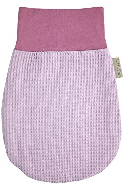KraftKids Strampelsack Waffel Piqué rosa für den Herbst/Winter aus Musselin Baumwolle und warmen Fleece in Zwei Größen erhältlich