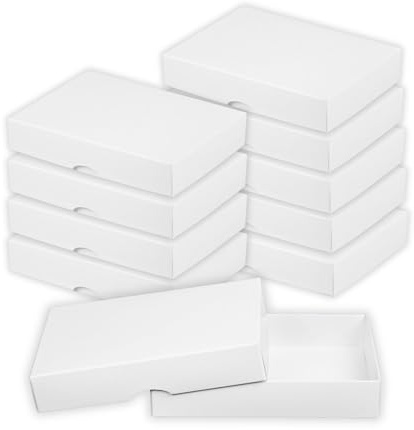 Natürlich verpacken Faltschachtel mit Deckel, 10 x 14 x 2,5 cm, Weiß, Recyclingkarton, 10er Set