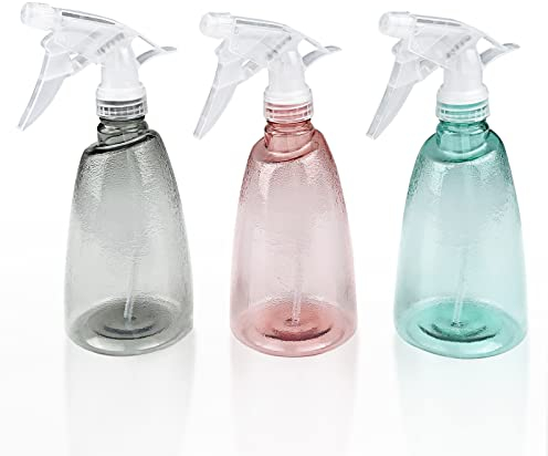 Gvolatee 3 Pack Zerstäuber Sprühflasche 500 ml, Nachfüllbar Sprühflaschen Leer, Transparent Spray Bottle, Kunststoff Sprüher Pflanzen, Professional Wassersprühflasche für Blumen, Haare, Reinigung
