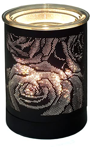 Electric Scented Oil Burner and Wax Tart Melter Aroma Fragrance Diffuser Lamp with Black Rose Design
