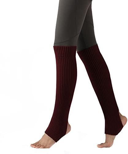 JK Home Ghette in Maglia Donna Ragazza Scaldapiedi, bordeaux, Longueur 55cm
