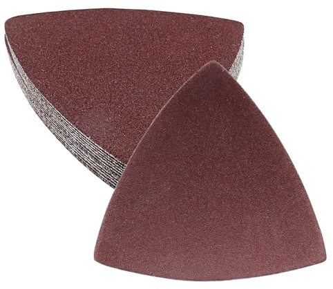 Cionyce Lot de 100 patins de ponçage triangulaires grain 180 pour ponceuse de détail, papier de verre, 80 mm, papier abrasif auto-agrippant