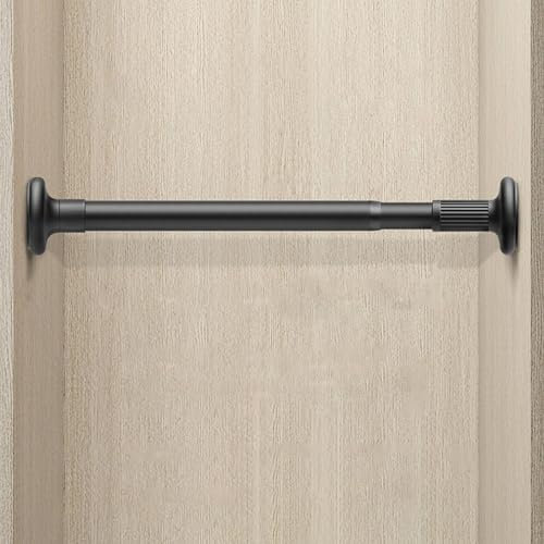 Schrankrohr Verstellbare Kleiderstange für Die Kleiderstange, Hochleistungs-Spannstange zum Aufhängen von Kleidung, Ausziehbare Garderobenstangen-Vorhangaufhängerstange, Kein Bohren ( Color : Black ,