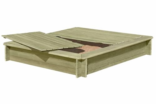 Gartenwelt Riegelsberger Sandkasten Werner 180x180x30 cm mit Holzdeckel Kiefer imprägniert Kiefernholz Holz Sandkiste für Kinder Buddelkiste