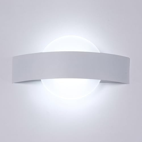 Comely Applique LED da Parete Interno, Creative Lampada da Parete Bianco 12W 1350LM, Lampada a Muro Moderno in Acrilico per Camera da letto Soggiorno Corridoio, Luce Bianca Fredda 6500K