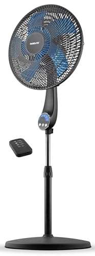 Fanelite - Ventilateur sur pied S1645-WPG - Diamètre 40 cm - Wifi - Contrôles vocaux - 5 vitesses - Télécommande - Minuterie - Grille et hélice plastiques - Oscillant ou fixe - Silencieux
