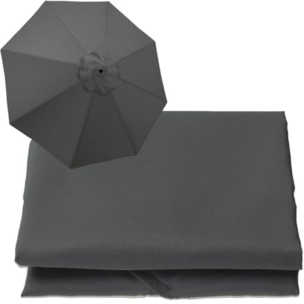 Sonnenschirm Ersatzbezug Bespannung Mit 3m， 8 Streben, Gartenschirm Ersatzabdeckung, Für Hof, Garten, Strand, Pool(Farbe:Grey,Size:3.0m-8Streben）