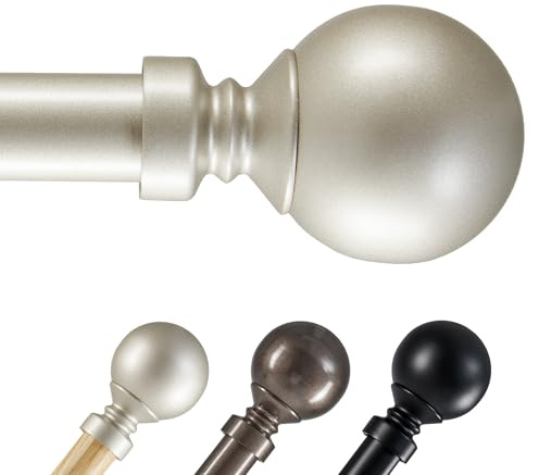 Deconovo 25mm Durchmesser Gardinenstange Fenster Ausziehbar Metall mit Halterung Verstellbare Vorhangstange aus Edelstahl für schwere Vorhänge, 168-305 cm, Silber, 1 Stück