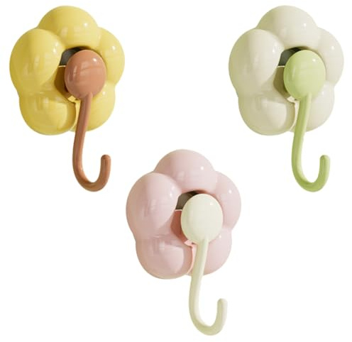 Embhlitfe 3 Paquete de Ganchos de Ventosa Flor Ventosa Gancho de Pared de Cocina Gancho de Ventosa de Ventana Adhesivo sin Rastro para Cocina Baño Azulejo de Vidrio Oficina Armario