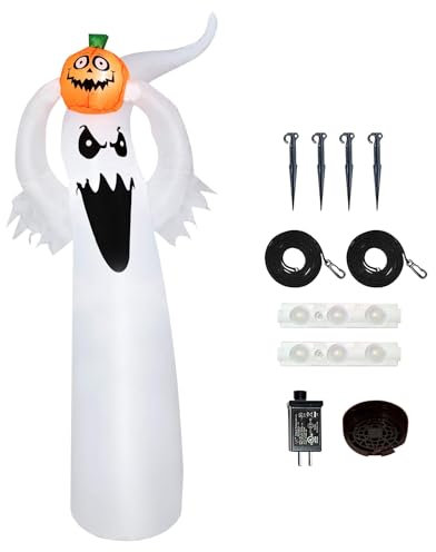 Aufblasbar Kürbisgeist, Halloween Horror Deko mit LED Beleuchtung, Halloween-Dekoration, Halloween Aufblasbares Spukgespenst,wasserdichte Luftfigur, Polyester, für Indoor, Outdoor