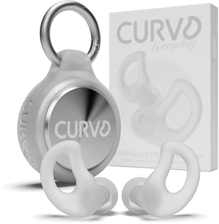 CURVD Everyday Earplugs + Case Clip Bundle, The Perfect earplug for Sleep, Travel, Noise Sensitivity/canceling + Case Clip Package Portable Waterproof Container & Silicone Sleeve for Ear Plugs(Cloud)