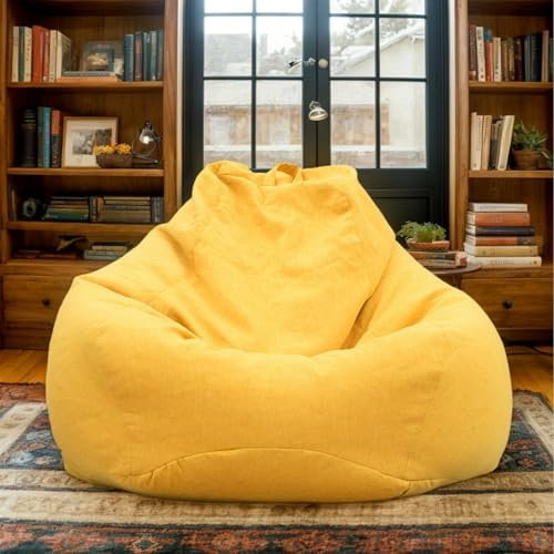 HORLSKI Sitzsäcke Für Erwachsene Gaming-Sitzsäcke Große Sitzsäcke Für Den Innen- Und Außenbereich Wasserbeständig Birnenform Polyester Ohne Füllung Wohnzimmer Garten,Gelb,90 * 110cm