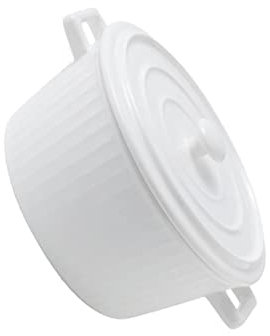 Cabilock Ciotola a Doppia Errata Con Copertura Ciotole Zuppiera Con Coperchio Cibo Zuppiera Con Manico Scodella Per Microonde Ciotola Di Noodles Di Ramen Bianca