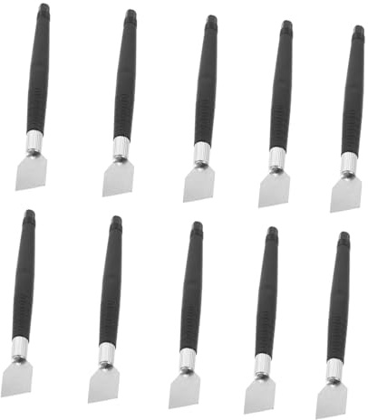 Set di Scalpelli da Intaglio Nero per Legno 10 Pezzi | Impugnatura in Plastica e Metallo, Superficie Liscia, per Giunzioni e Tracciatura Linee