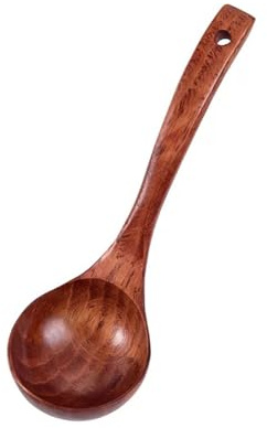 Cucharón japonés de madera maciza con mango curvado para remover guisos y servir gachas de avena, cuchara de cocina natural con mango curvo grande