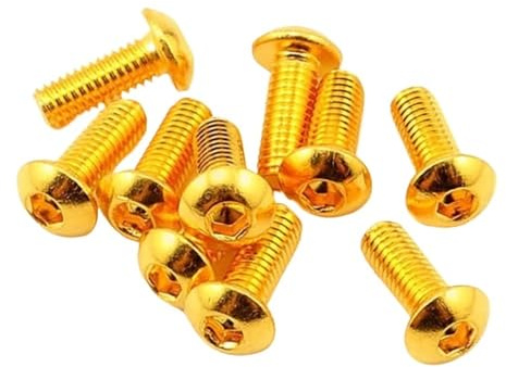 Tornillos hexagonales de titanio dorado de cabeza semicircular de grado 12.9, M2, M2.5, M3, M4, M5, longitud de 5-30 mm, 10 unidades(M2x12mm)