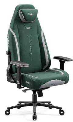 Diablo X.Eye Prime Gaming Stuhl Stoff mit 4D Armlehnen und Kopfstütze | Gaming Chair ergonomisch mit Lendenstütze, Kühlfunktion, Memory-Schaum-Kopfstütze, 170° Rückenlehne und 4D Armlehnen