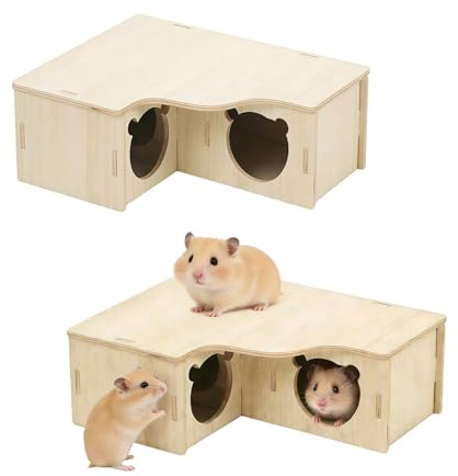 ASOUUNLD Casetta in Legno per Criceti,Casetta ad Angolo per Porcellini d’India,Casa in Legno per Criceto per Animali di Piccola Taglia Come Criceti Nani, Gerbilli