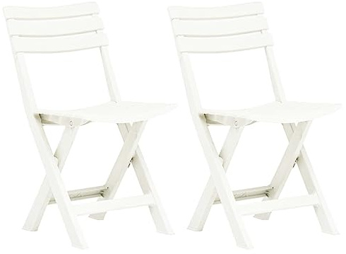 Mokuyary Fällbara trädgårdsstolar, set om 2, vit, balkongstol, terrassstolar, matstolar för terrass, trädgård, balkong