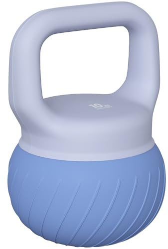 SPORTNOW Kettlebell - Manubrio ergonomico con impugnatura antiscivolo, 10 kg, bilanciere a sfera, sollevamento pesi, allenamento, per palestra, colore: blu
