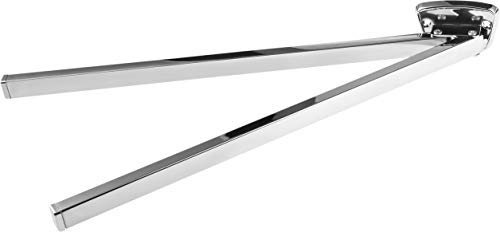 Cornat Handtuchhalter - 420 mm lange Stange - Zwei schwenkbare Arme - Kantiges Design - Aus Edelstahl - Verchromt / Klebehaken / Handtuchhalterung für Badetuch / Handtuchstange / T319640