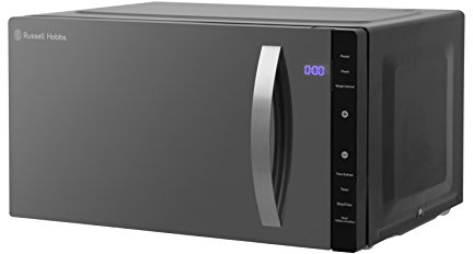 Russell Hobbs RHFM2363B 23 L 800 W Black Digital Flatbed Solo Freestanding Microwave with 5 Power Levels, 8 Auto Cook Menus, Easy Clean, Clock and Timer, Automatic Defrost