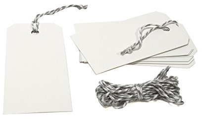 Frau WunderVoll® 40 Anhänger weiß, Rechteck 5x10cm inkl. 12m Kordel/Papieranhänger, Geschenkanhänger, Gastgeschenk Hochzeit, Vintage, Geschenk, Etiketten, Tags, Geburtstag, Dekoration