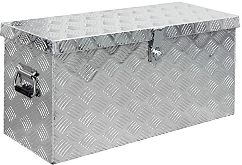Trucky Truckbox, Deichselbox Aluminium, Anhängerbox 15 Größen, Werkzeugkiste mit Schloss und Schlüssel, stabil und wasserdicht, Boxentyp:D080 (79 x 29 x 36 cm)