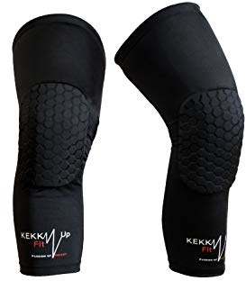 KEKKUPFIT - Ginocchiere Basket - Compressione - Scaldamuscoli per gambe con protezioni sport - basket - pallavolo - portiere calcio - pallamano.(L EU)