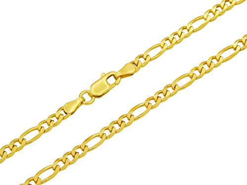 Kauf-mich-weg Figarokette 925 Sterling Silber vergoldet 3,5mm breit Länge wählbar 45 50 55 60 cm Silberkette Halskette Gold Kette Damen (60)