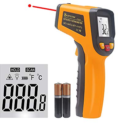 KETOTEK Infrared Thermometer Gun, Food Thermometer with LCD Screen -50°C to 600°C, Non-Contact Digital laser Temperature Gun for Cooking, HVAC, Industrial/Home Use (Not for Human)