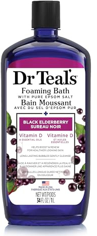 Dr Teal's skummande bad med ren epsom salt, svart älderbär med vitamin D & eteriska oljor 34 fl oz