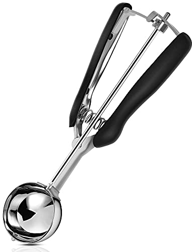 JDTEU Eisportionierer, Eislöffel Edelstahl Poliert, Eisportionier mit Auslöser/TPR-Griff, Püreeportionierer Eiskugelportionierer 22,5 x 5 cm, für EIS, Obst, Plätzchen, Kuchen Teig, Kartoffelpüree