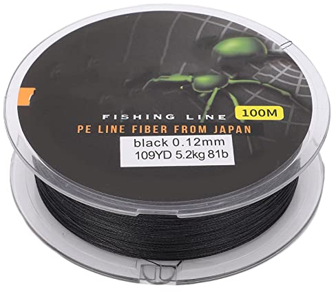 SUNGOOYUE Geflochtene Angelschnur, 100 Meter Hochwertige Verschleißfeste Nylon Braided Angeldraht Starke Angelschnur Angelzubehör für Köder (Schwarz 0,6mm)