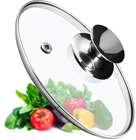 KADAX Couvercle Universel en Verre Avec Poignée Argentée - Résistant à la Chaleur, Pour Casserole et Poêle (16 cm)