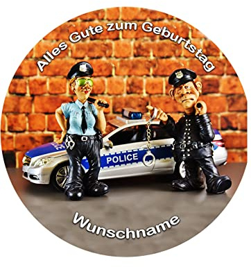 Tortenaufleger, Fondant, Wunschname, Tortenbild, Geburtstag, Polizei, Super Qualität, Ø 20cm, 06804